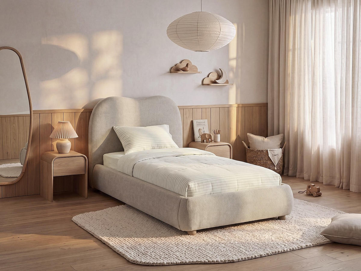 BETT mit Bettkasten - 1 Person - stoff - beige Vanari - Beige, Textil (90/200cm) - Vente-Unique