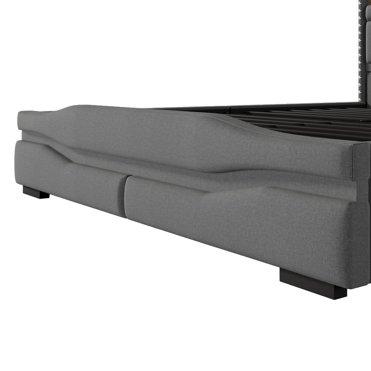 STAURAUMBETT 160/200 cm DE-04721, mit LED und Hydraulik in Grau - Grau, Holzwerkstoff/Metall (160/200cm) - ComfortXL