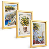 BILDER SET 3er Set - 20x30 cm Goldrahmen - Tisch aus Zitronenbaum - Goldfarben, Kunststoff (20/30cm) - TULUP