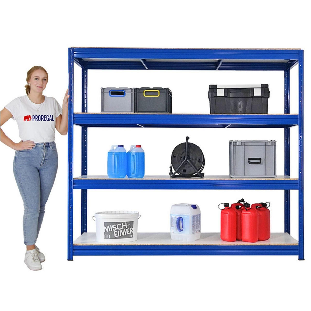 SCHWERLASTREGAL Dino 2er-Set 180x200x60cm Melamin-Ebenen Blau - Blau, Metall (400/180/60cm) - PROREGAL