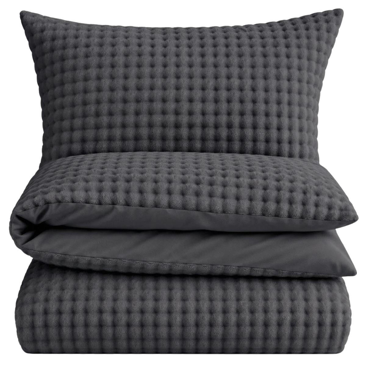 WINTER-BETTWÄSCHE 135x200 mit 3D Bubble - Warme Winterbettwäsche aus Mikrofaser - Anthrazit - Anthrazit, Textil (135/200cm) - Carpe Sonno