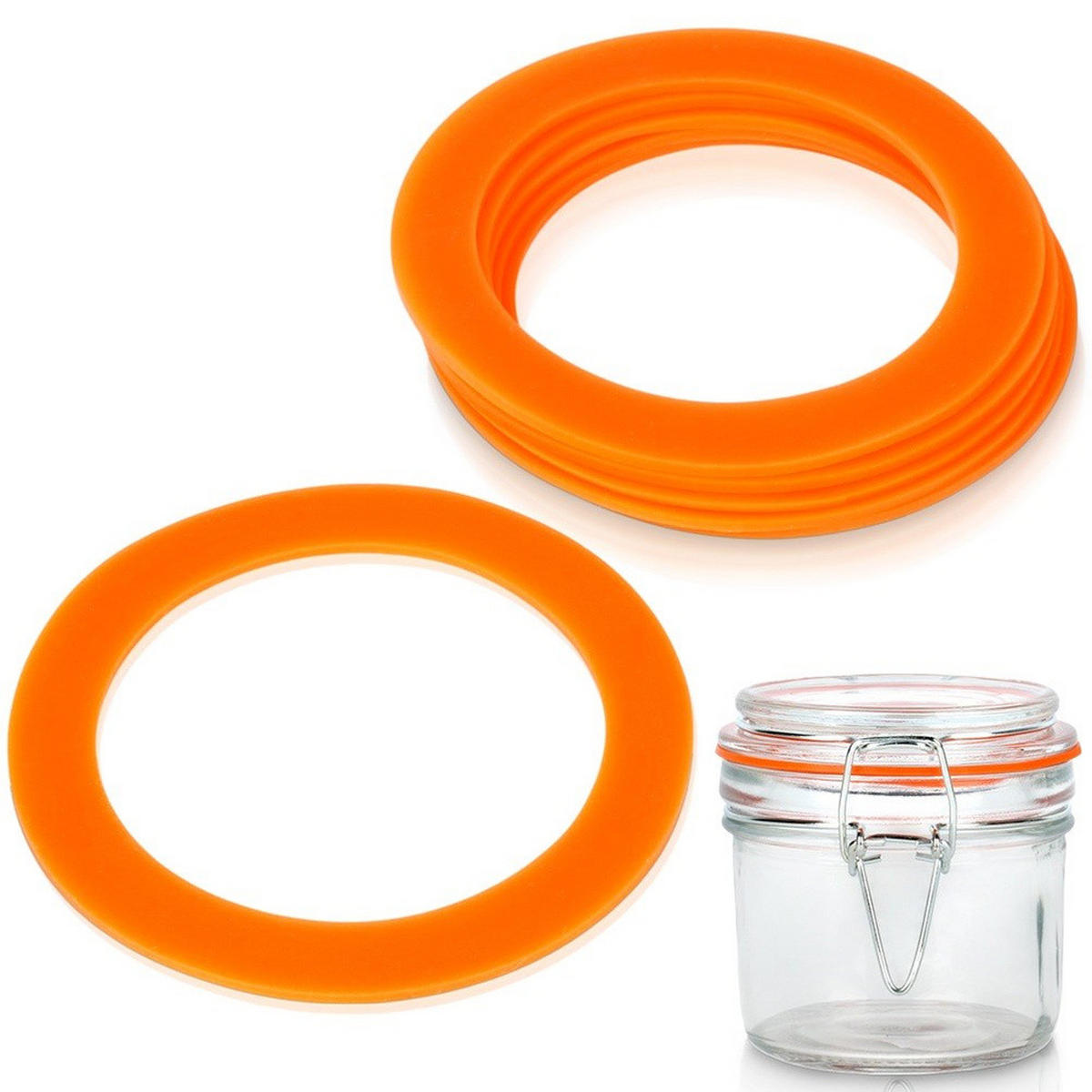 DICHTUNGSRINGE Silikon 8,1 cm 6-teilig Orange - Orange, Kunststoff (1L) - Orion 