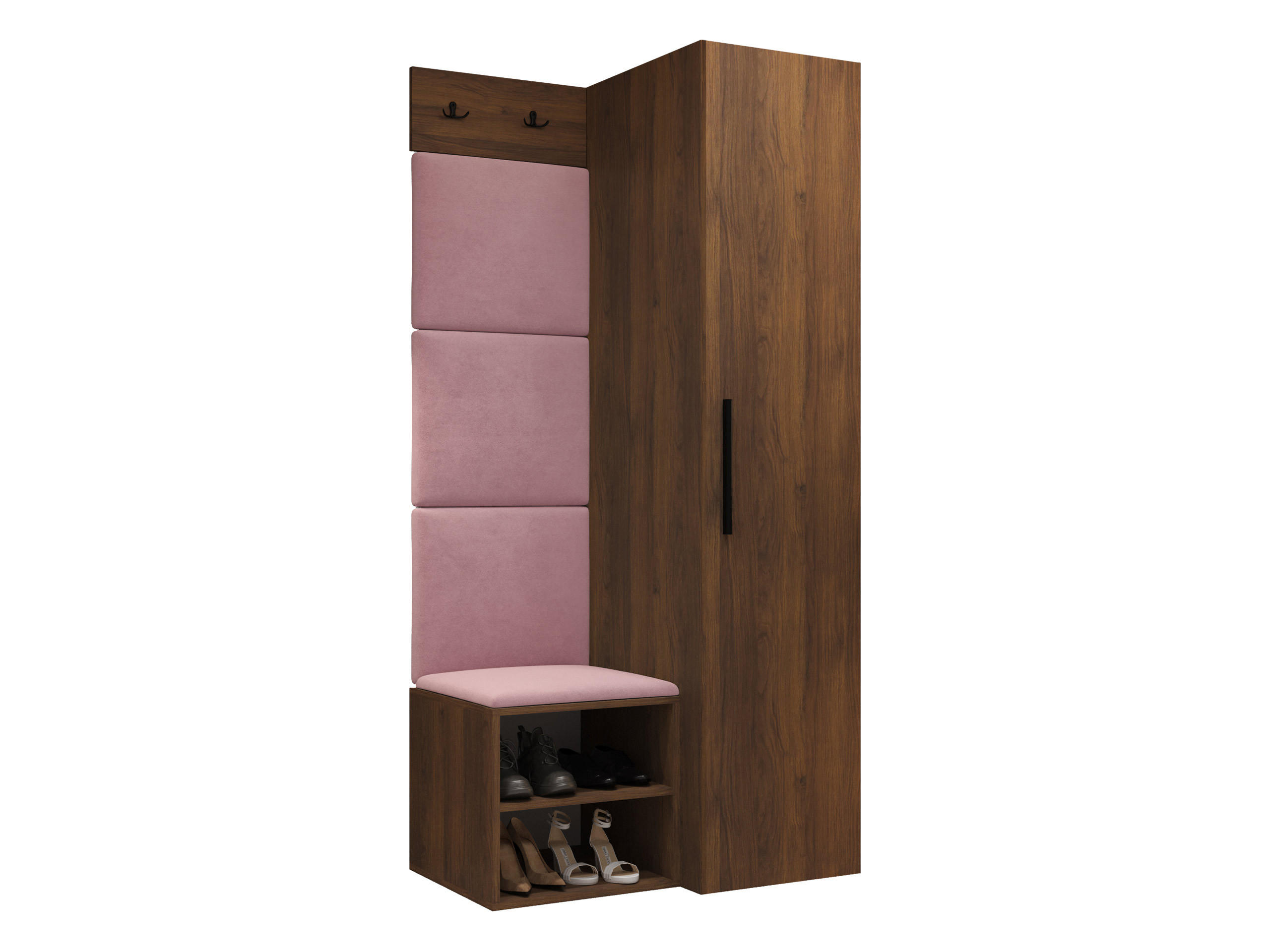 GARDEROBEN-SET Medi III - Hellrosa/Nussbaumfarben, Holzwerkstoff/Kunststoff (40/191/50cm) - MIRJAN24