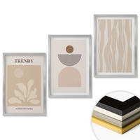 WANDBILDER 3er Set - 40x60 cm Silberner Rahmen - Stilvolle abstrakte Beigetöne - Silberfarben, Kunststoff (40/60cm) - ArtPrintCave