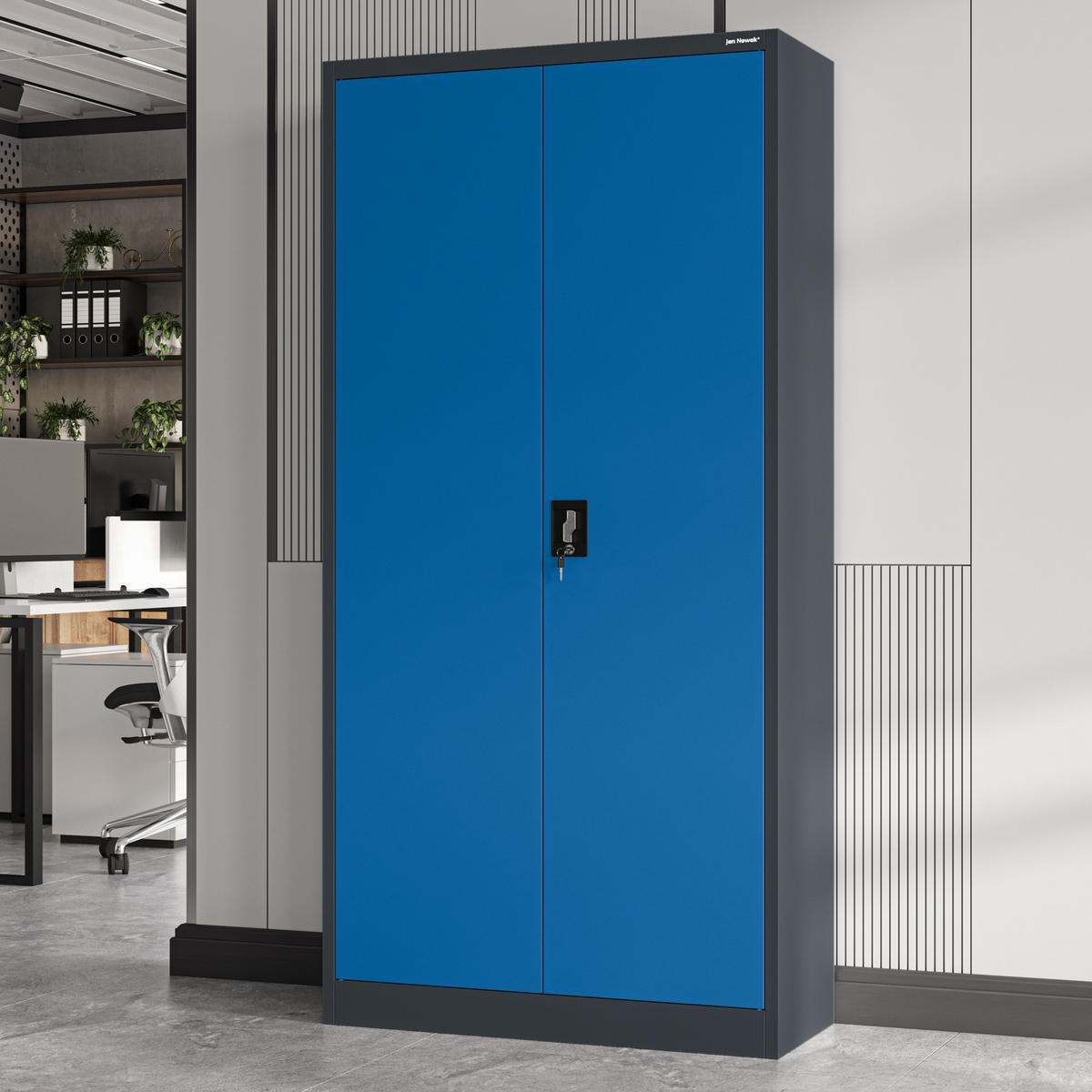 AKTENSCHRANK JAN 185x90x45 cm - Blau/Anthrazit, Metall (90/185/40cm) - Jan Nowak