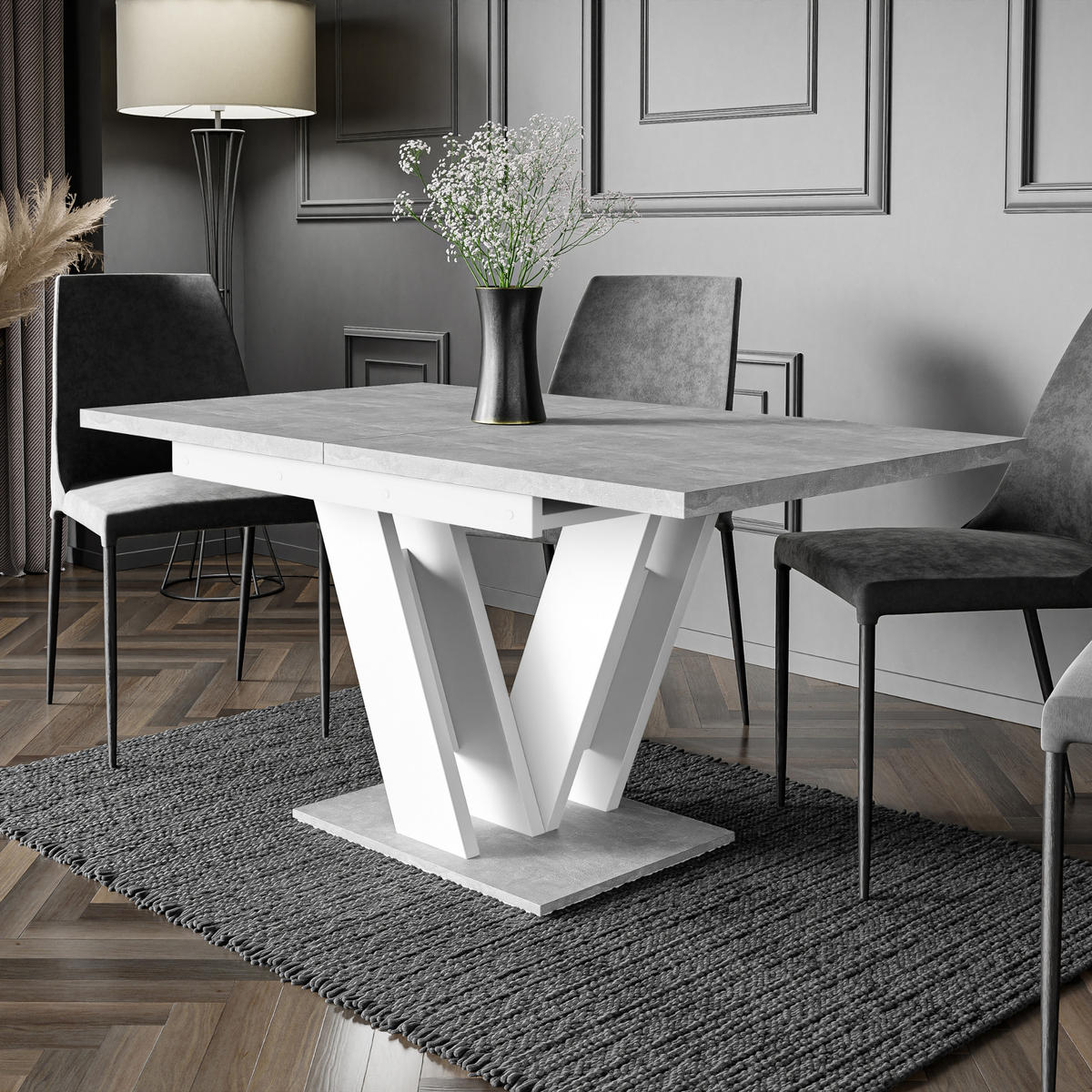 ESSTISCH Ausziehbar 120-160 cm Steingrau - Grau, Holzwerkstoff (160/80/75cm) - Home Collective
