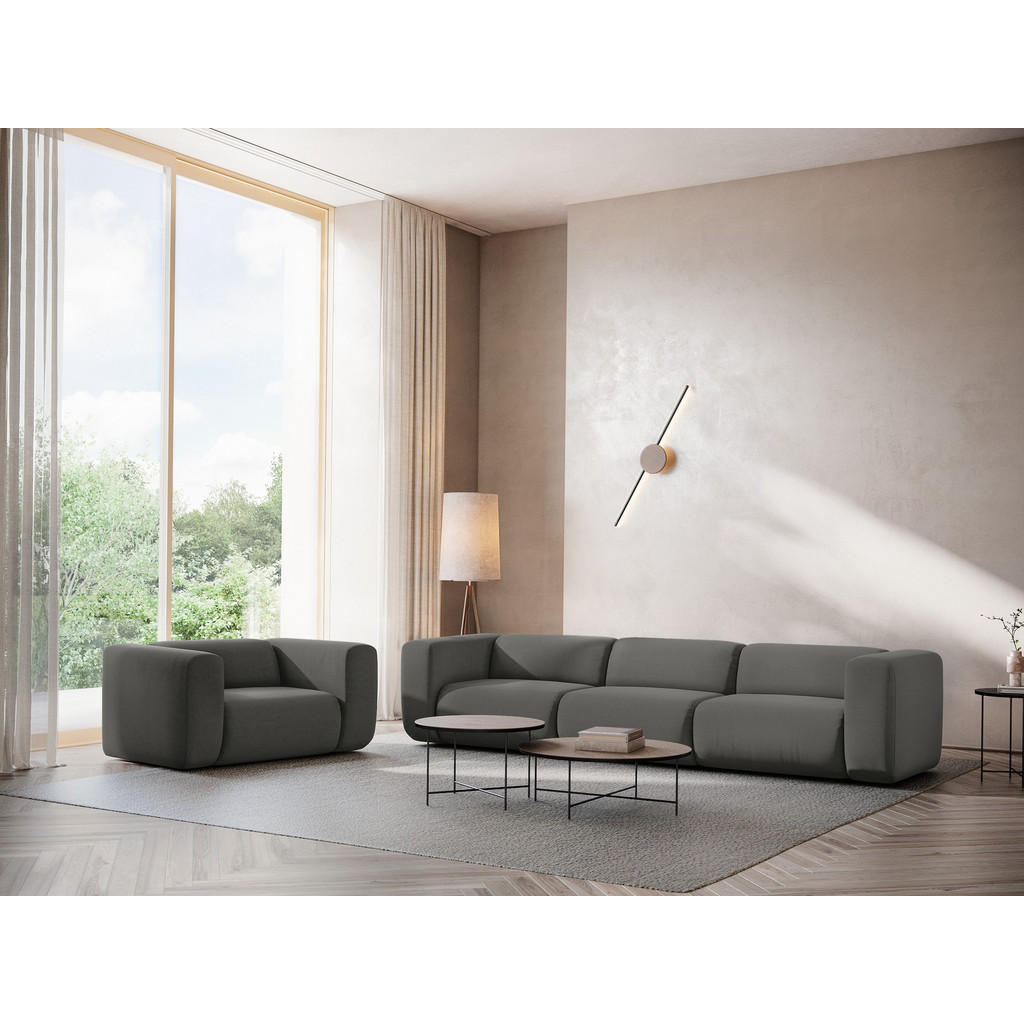Thumbnail - Makamii 4-Sitzer-Sofa, Dunkelgrau, Textil, Füllung: Schaumstoff, 319x70x89 cm, Made in EU, Wohnzimmer, Sofas & Couches, ...