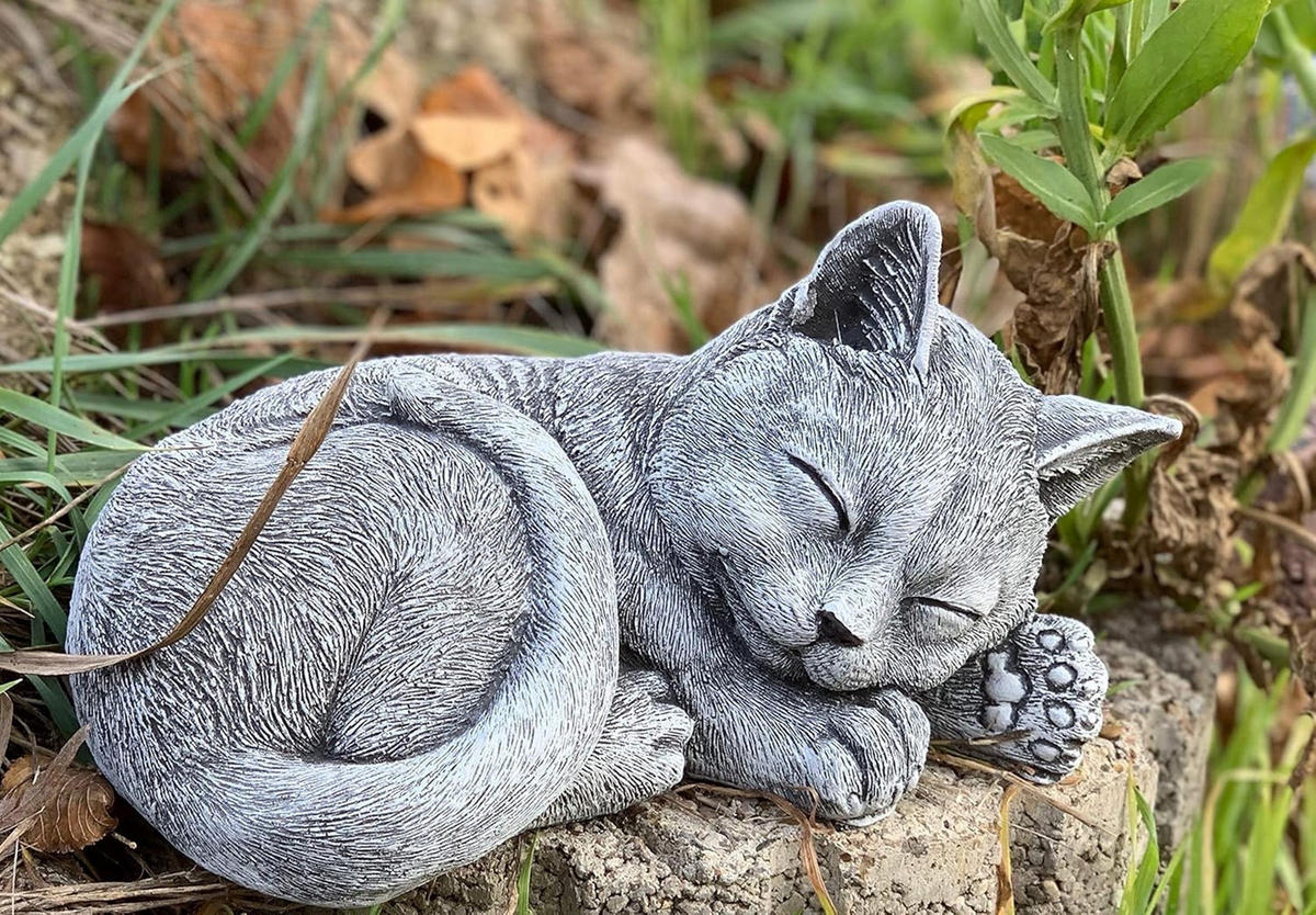 STEINFIGUR Kater Paule Katze frostfest wetterfest - Grau, Stein (20/12/17cm) - stoneandstyle