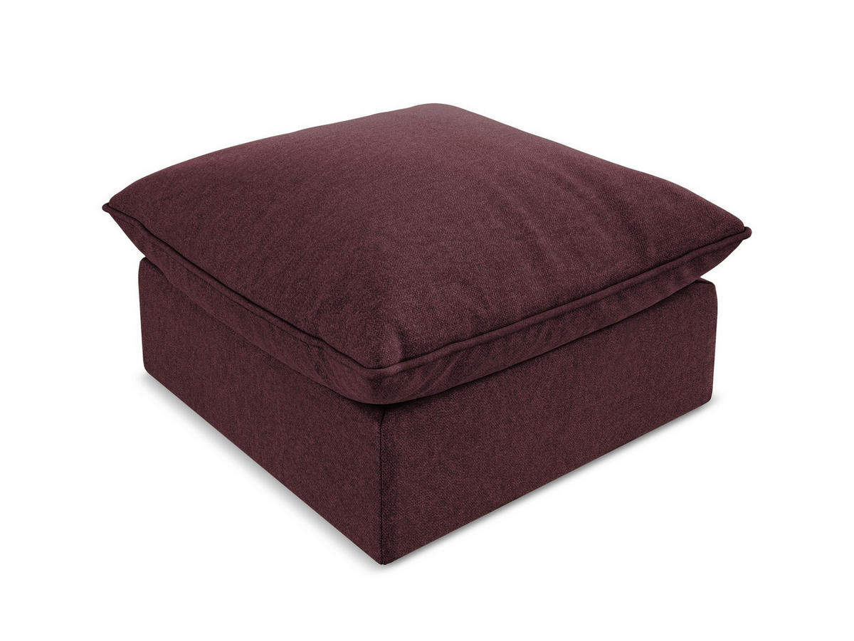 POUF Samt Stoff Rot - Bordeaux/Schwarz, Holzwerkstoff/Kunststoff (75/45/75cm) - Makamii