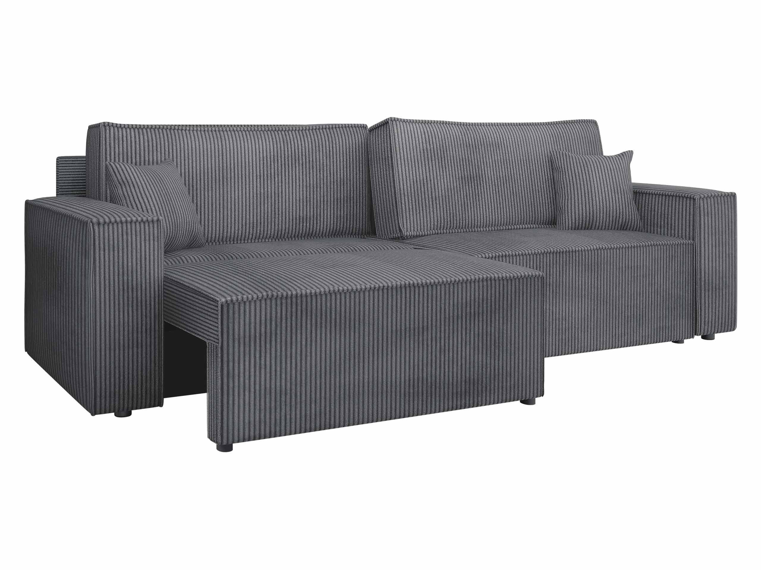 SCHLAFSOFA Karl Cord mit L-Funktion - Schwarz/Grau, Holz/Kunststoff (245/82/139cm) - MIRJAN24