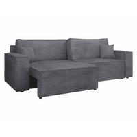 SCHLAFSOFA Karl Cord mit L-Funktion - Schwarz/Grau, Holz/Kunststoff (245/82/139cm) - MIRJAN24
