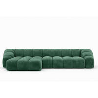 ECKSOFA Modulare L-Form, Veloursstoff Bluvel, Grün, Links, CROISSANT XL - Grün, Holz (340/190cm) - Kaiser Möbel