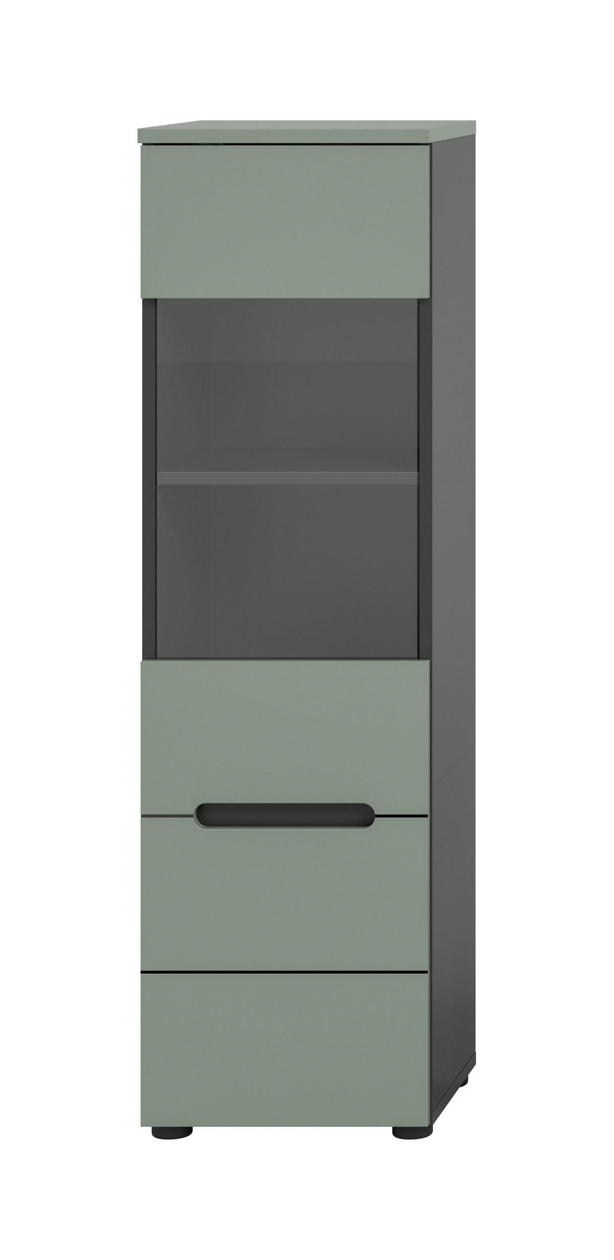 VITRINE CANU (B/H/T: ca. 36/125/33 cm) in Basalt grau/Smoke Green - Grau, Holzwerkstoff (36/125/33cm)