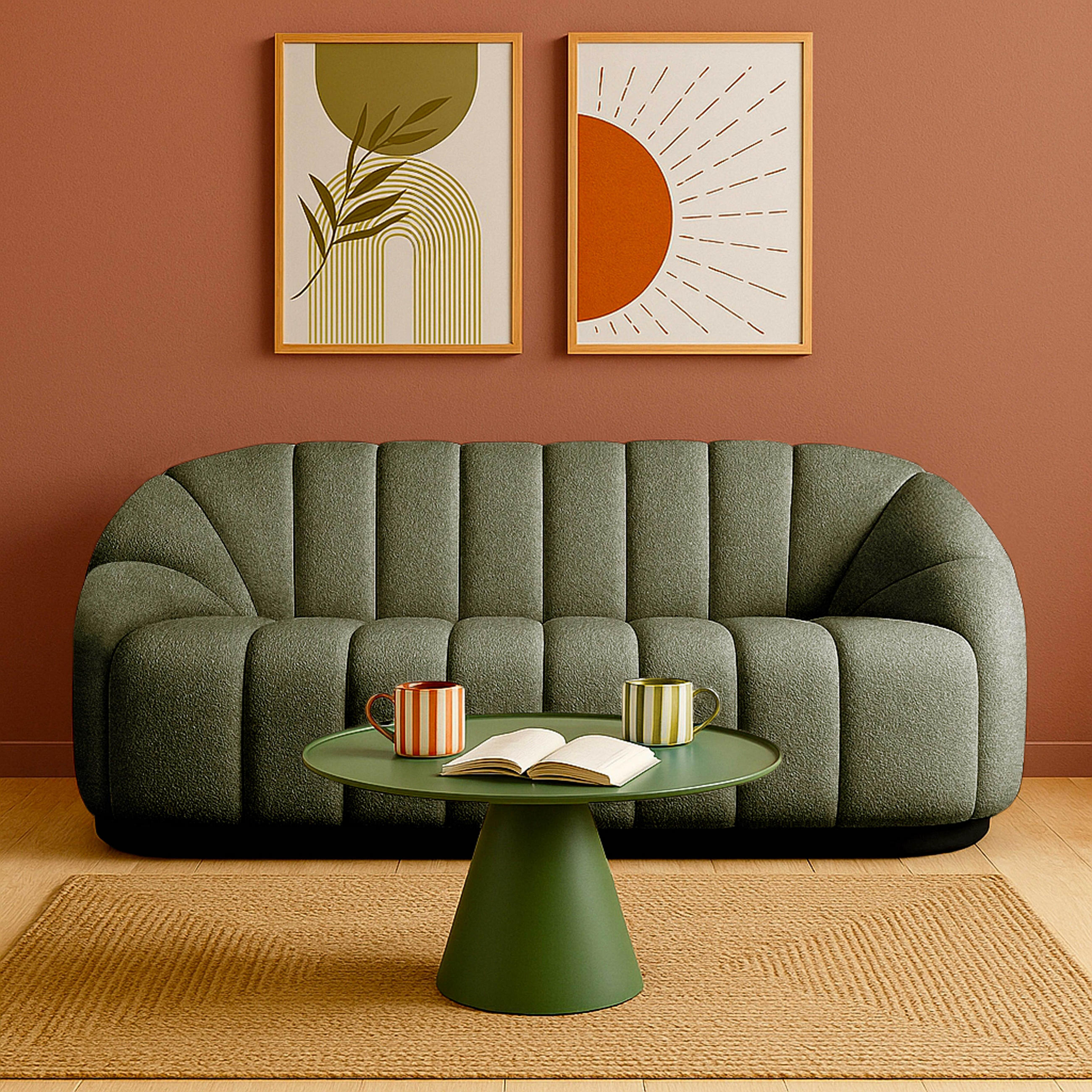 SOFA 3-Sitzer, Grün - Grün, Textil (96/83/215cm) - Oviala