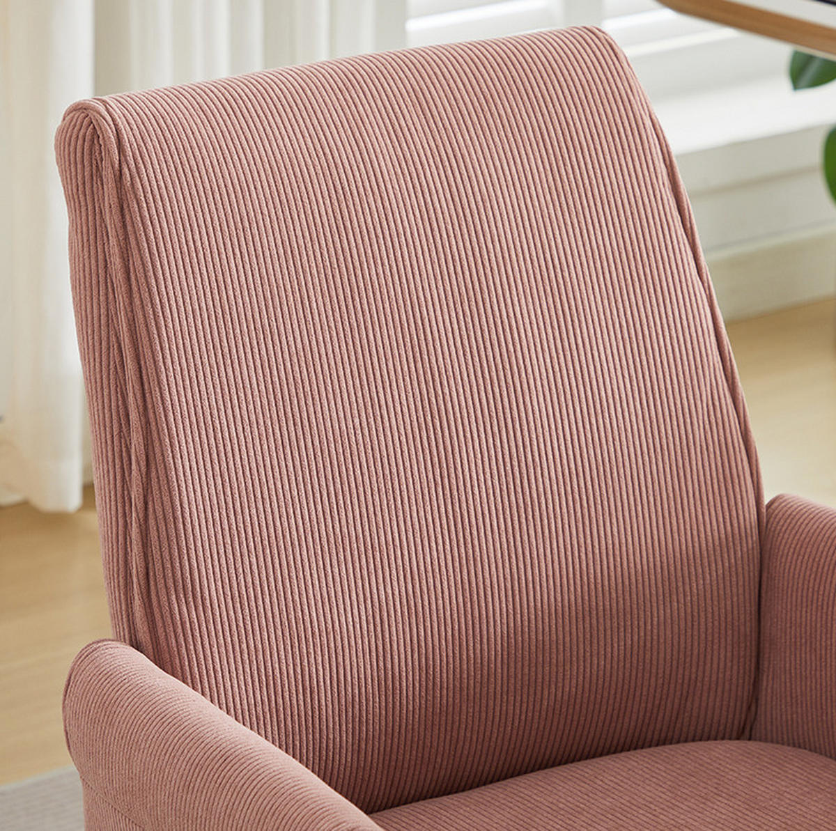 BÜRODREHSTUHL ergonomisch Cord Pink mit goldfarbener Basis - Pink, Kunststoff (61/107/64cm) - Meubliv