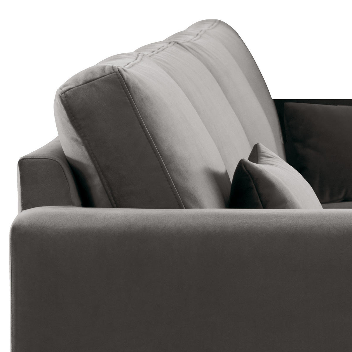 ECKSOFA mit Longchair - Eichefarben/Dunkelgrau, Eichenholz/Textil (281/153cm) - home24