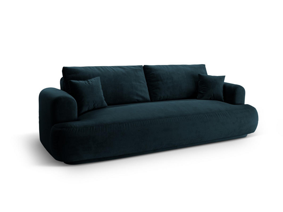 SOFA ausklappbar mit Bettkasten Ella aus Samt dunkel petrol 3 Sitzplätze - Salbeigrün, Textil (271/94/108cm) - Micadoni