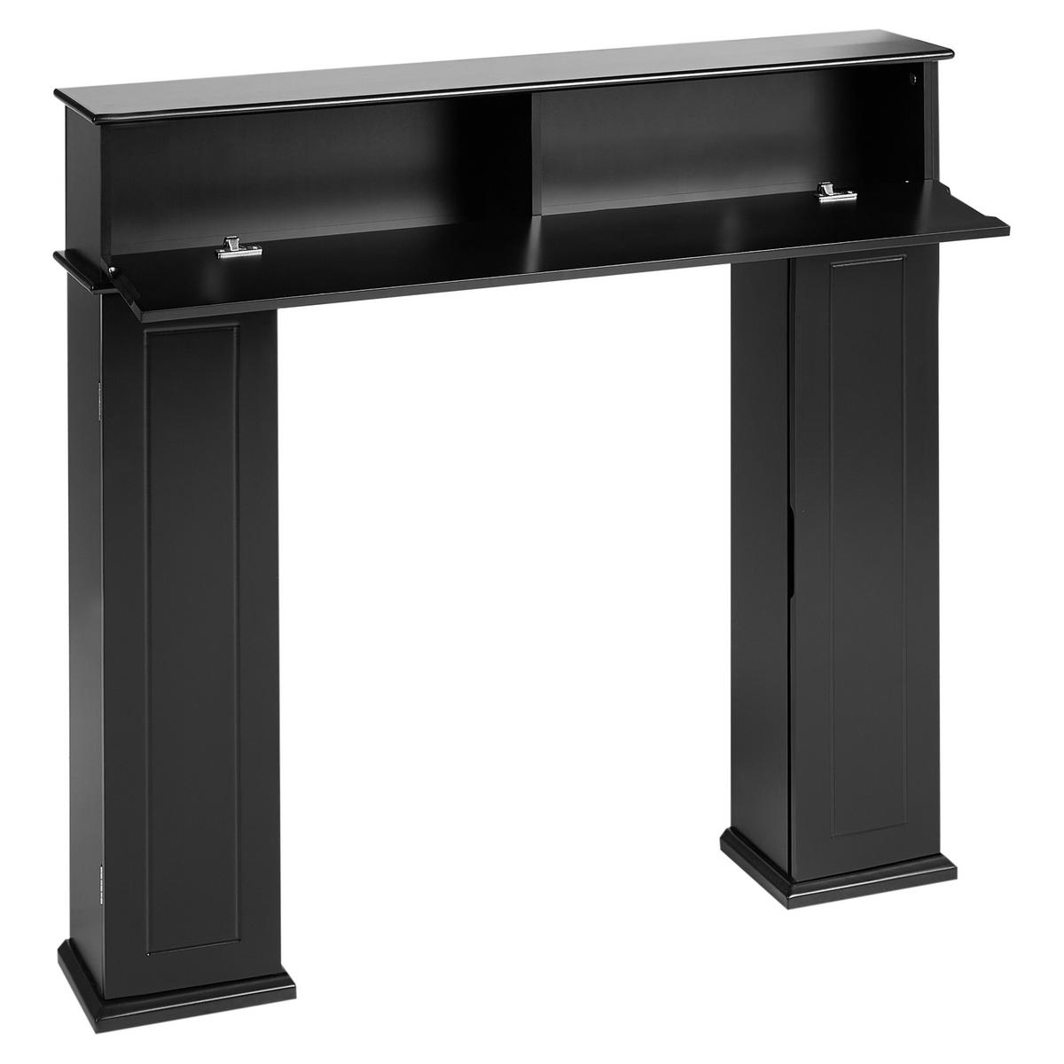 KAMINUMRANDUNG Schwarz Mispec - Schwarz, Holzwerkstoff (107/100/18cm) - Beliani