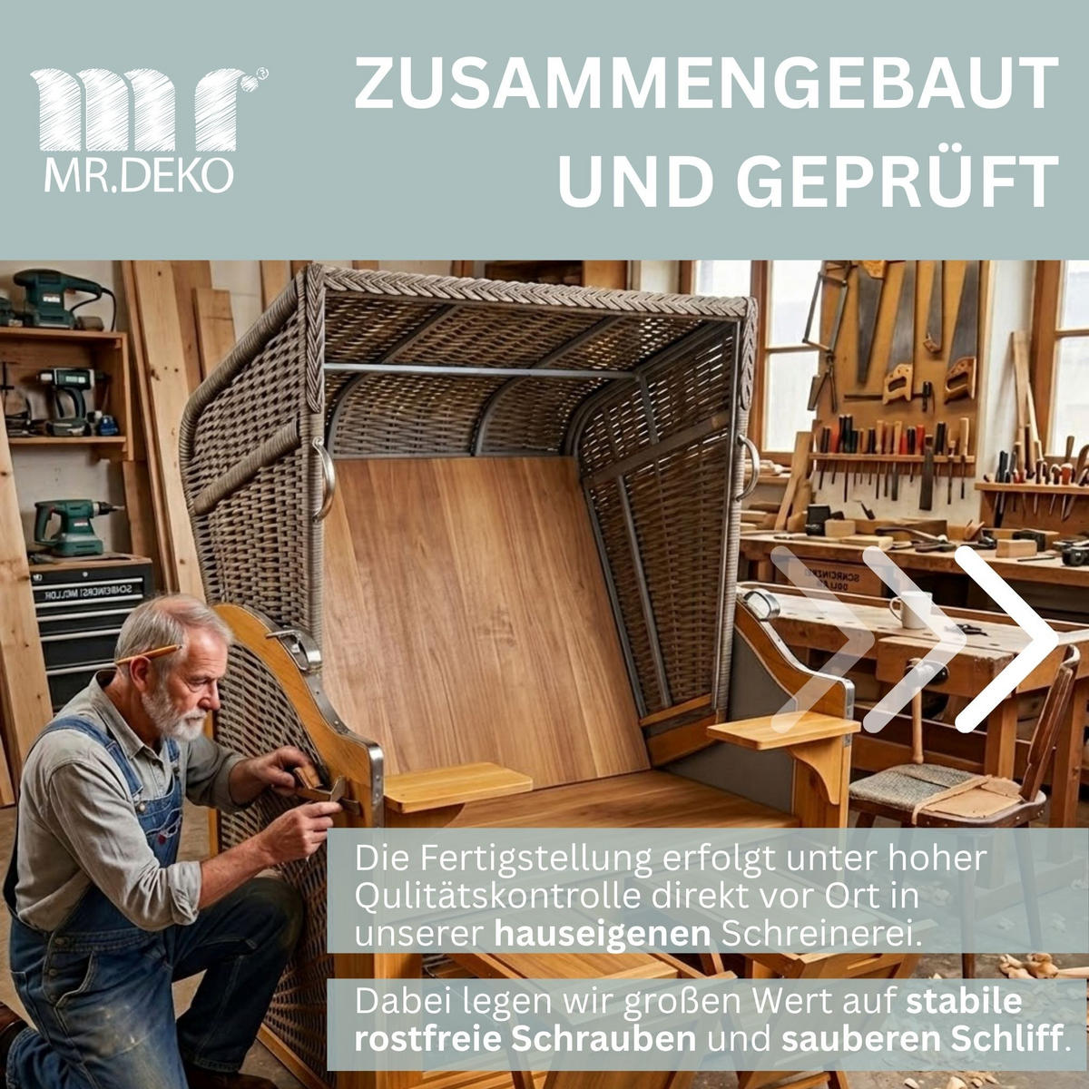 STRANDKORB Schleswig Pinie 2-Sitzer - Braun, Metall (120/160/80cm) - Mr. Deko