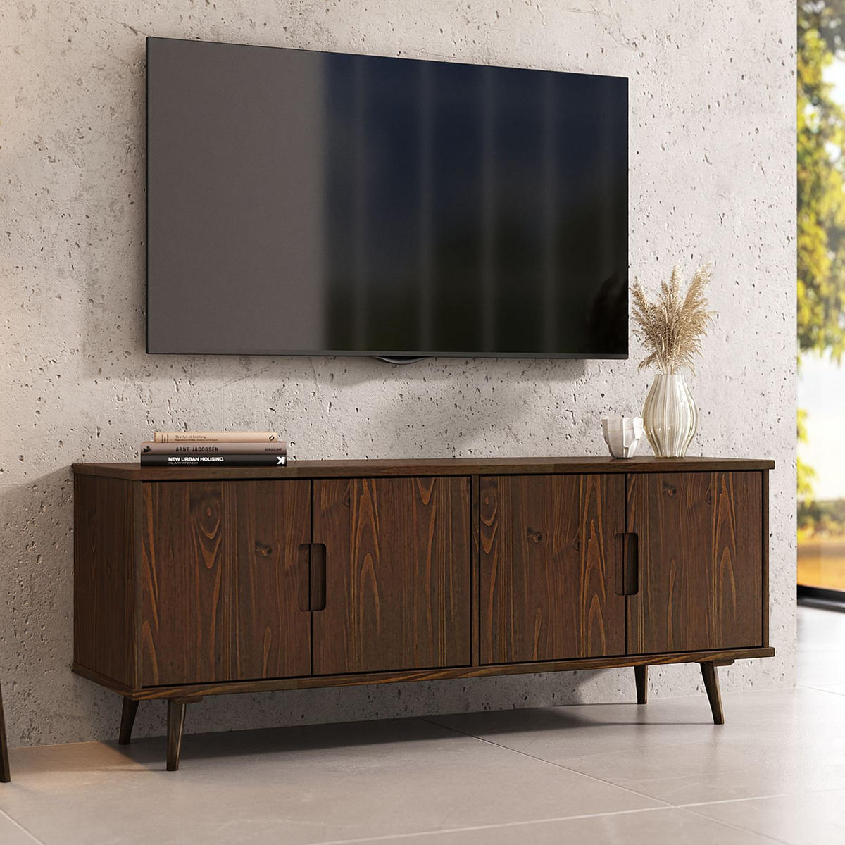 LOWBOARD TIVOLI nussbaum - Nussbaumfarben, Holz (153/61/45cm) - IDIMEX