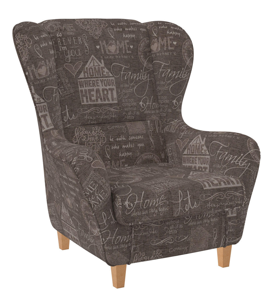 OHRENSESSEL Sofia Relaxsessel mit Hocker | Design Helsinki Braun - Beige/Braun, Textil (92/68/95cm) - Supellex