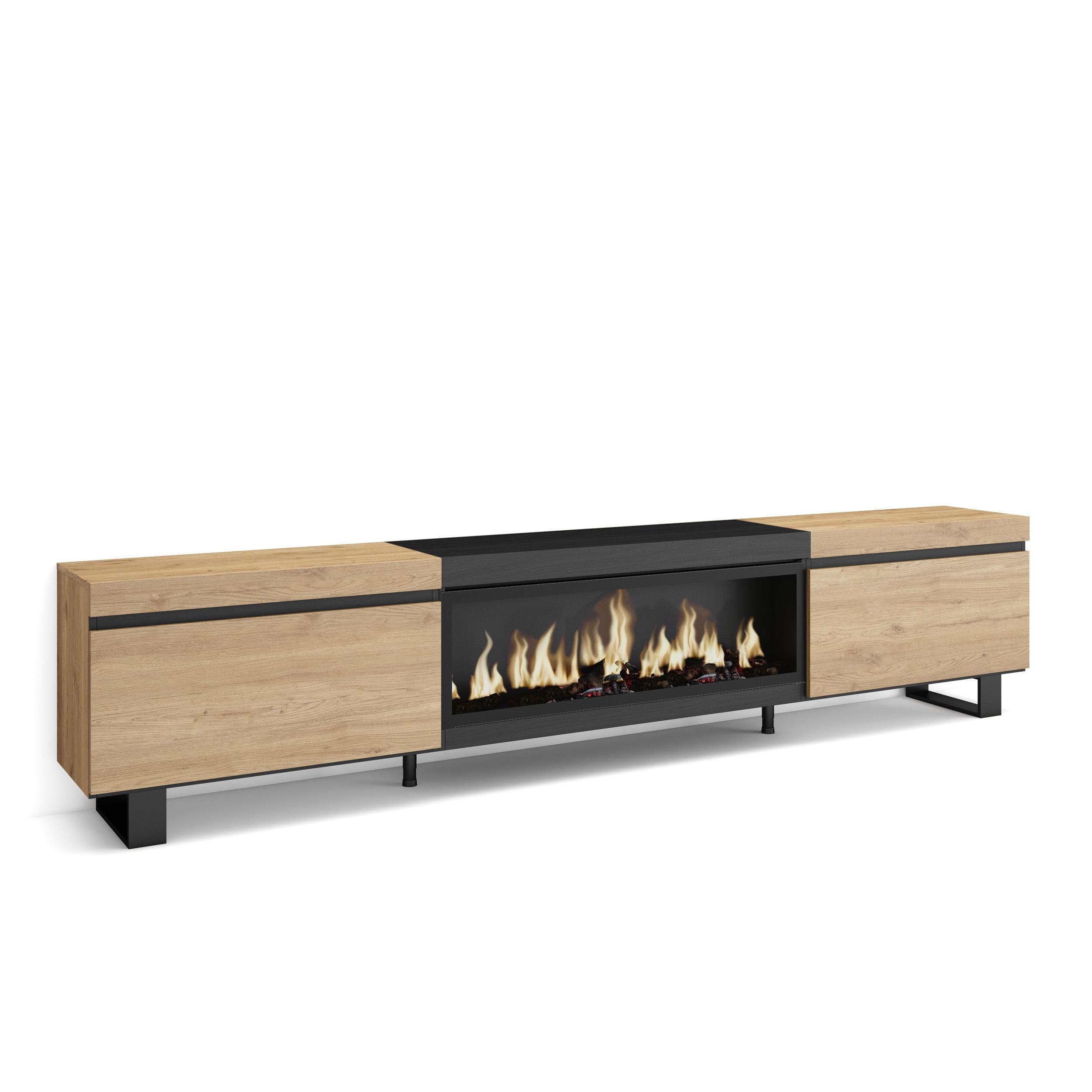 Skraut Home Lowboard, Eiche, Schwarz 267x57x35 cm
