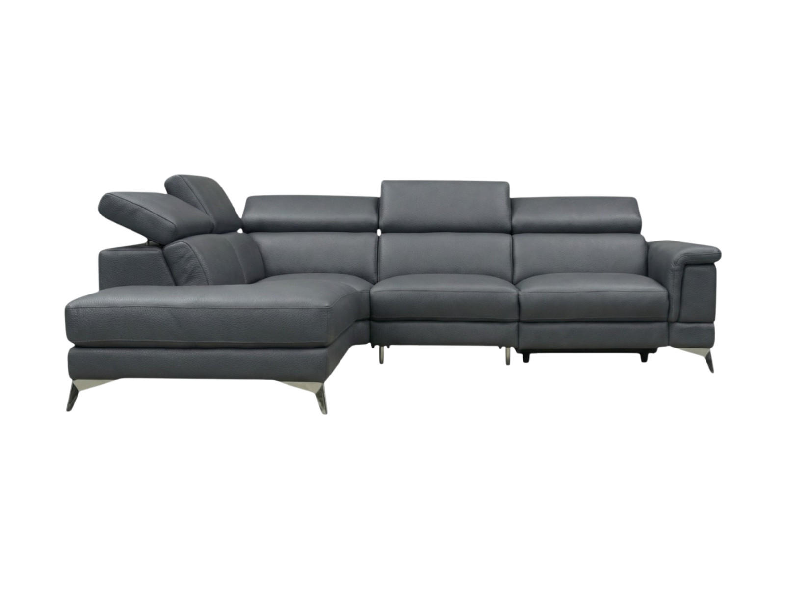 ECKSOFA Planet Echtleder Anthrazit - Anthrazit, Leder/Metall (232/256cm)