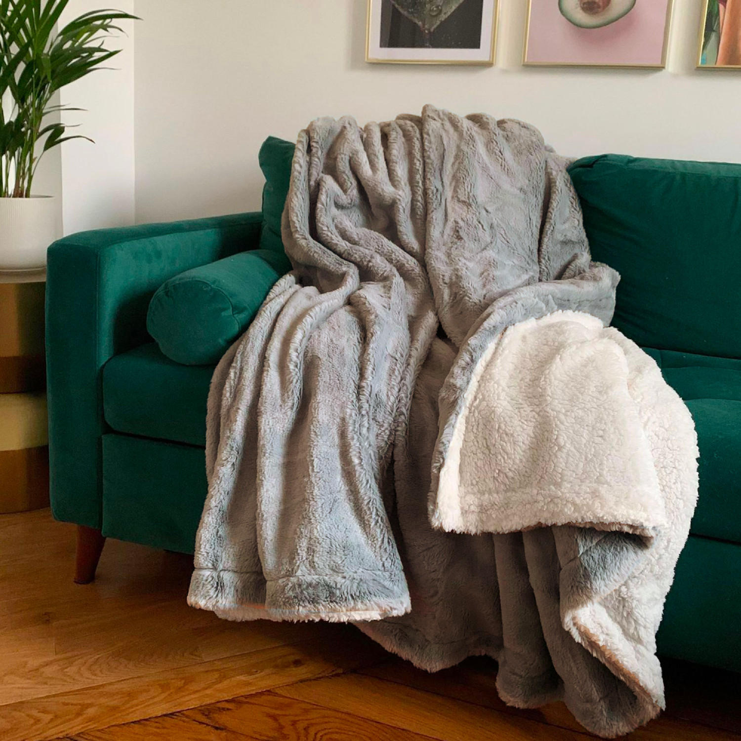 PLAID Fleecedecke XL Nachahmung "Kaninchen" 220 x 240 Light Grey - Grau, Textil (220/240cm) - LE COMPTOIR DE LA PLAGE