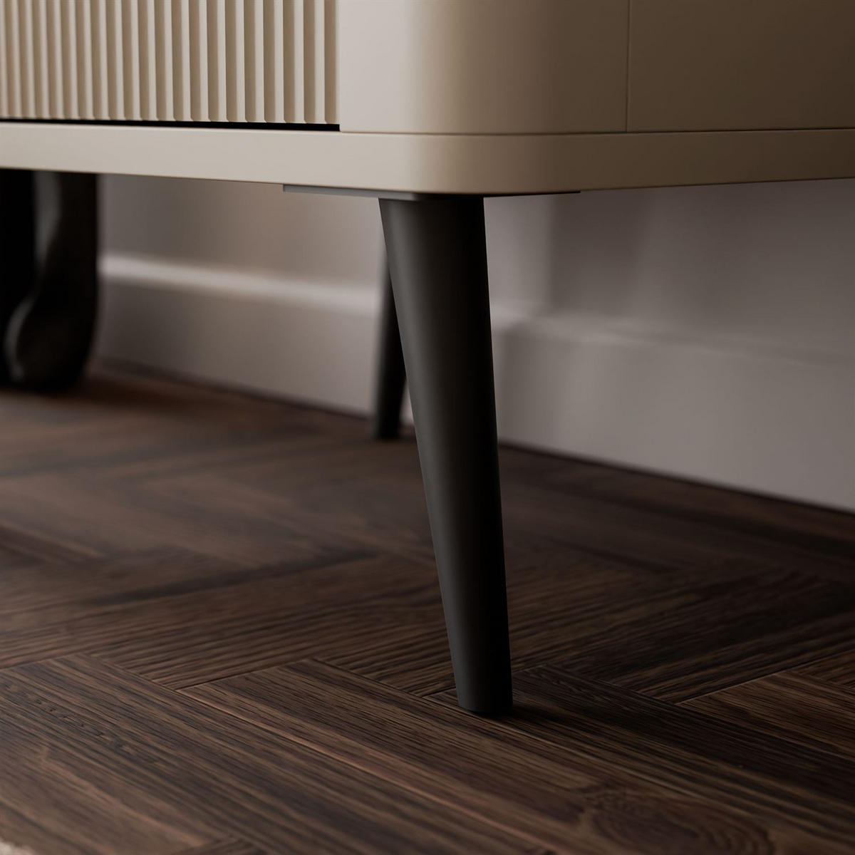 NACHTTISCH AUTUMN auf hohen Beinen, Kaschmir / Grauer Stein - Beige/Schwarz, Holzwerkstoff (50/42/40cm) - Lookway