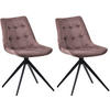 DREHSTUHL 2er Set Samt Braun - Schwarz/Braun, Textil/Metall (48/82/56cm) - CLP