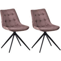 DREHSTUHL 2er Set Samt Braun - Schwarz/Braun, Textil/Metall (48/82/56cm) - CLP