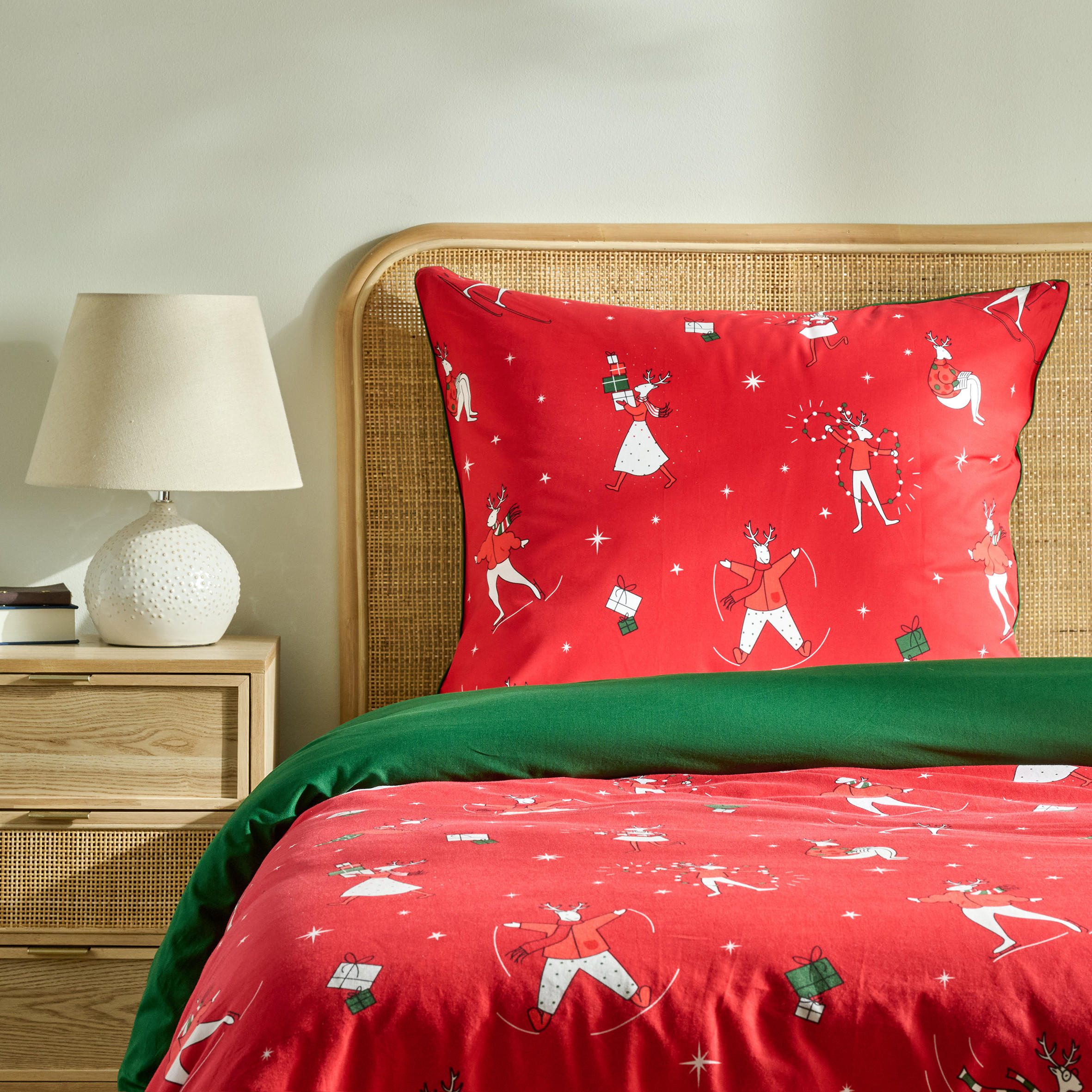 BETTWÄSCHE Baumwoll OLINERINI, 140x200 cm, Rot, Winter Weihnachten Bettbezug, Weihnachtsdeko, Christmas, Weihnachtsmotiv - Rot, Textil (140/200cm) - home&you