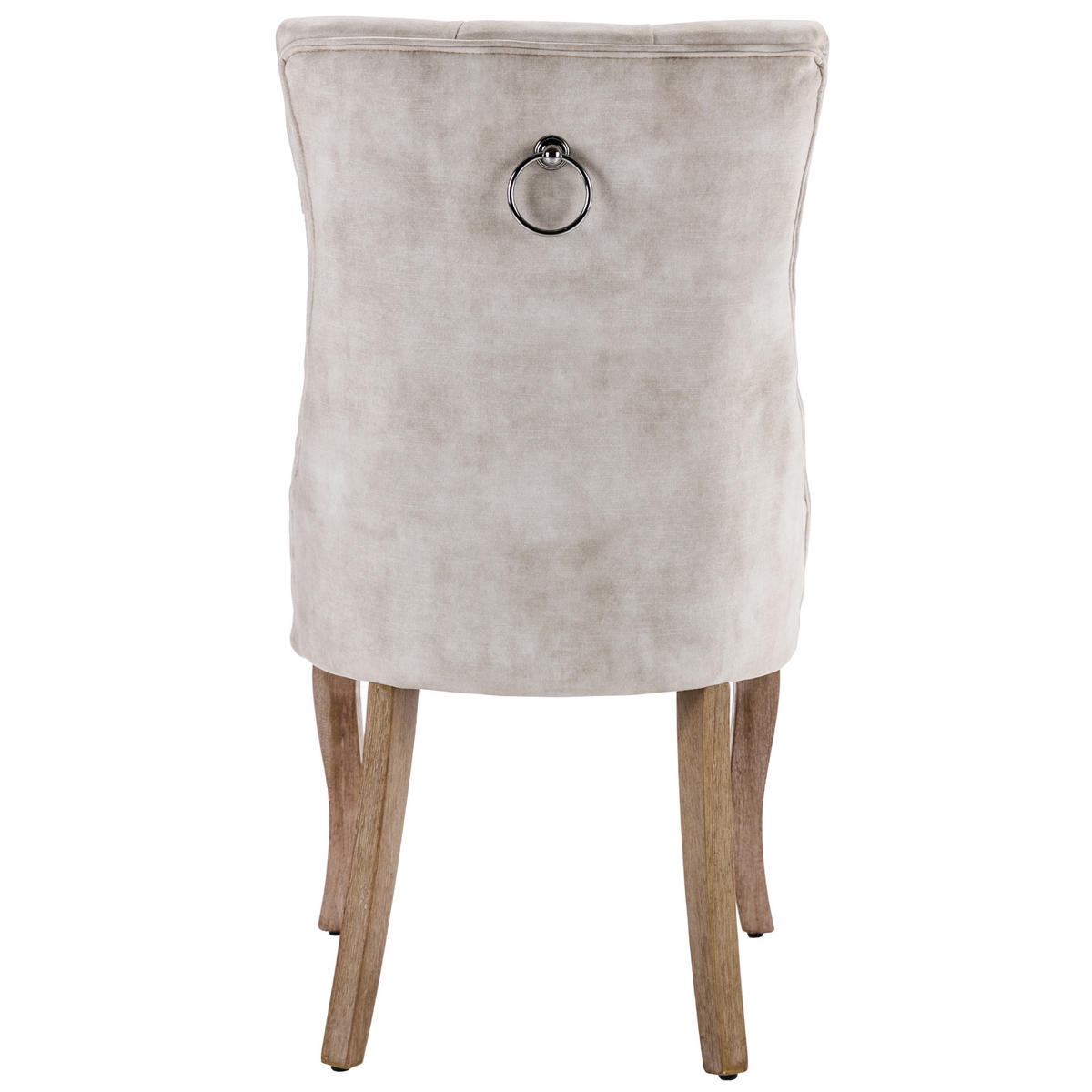 STUHL-SET DE-36945 4 Stück mit hoher Rückenlehne und Knopfsteppung Hellbeige - Creme, Holz (51/97/47cm) - ComfortXL
