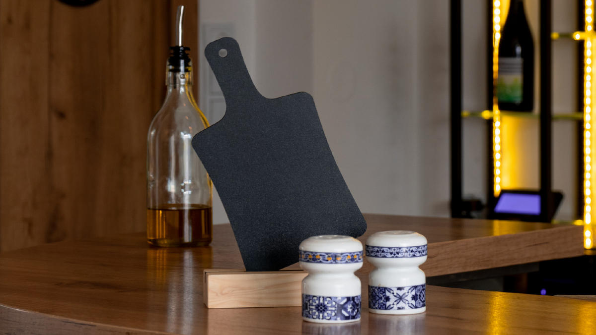 DOPPELSEITIGE SCHNEIDEBRETT SCHNEIDEBRETTFORM Kleine Tafeln 4 Stück Set mit Staffelei, Dekorativ Deko, Kreidetafel - Schwarz, Holz (24/11/5cm) - ALLboards