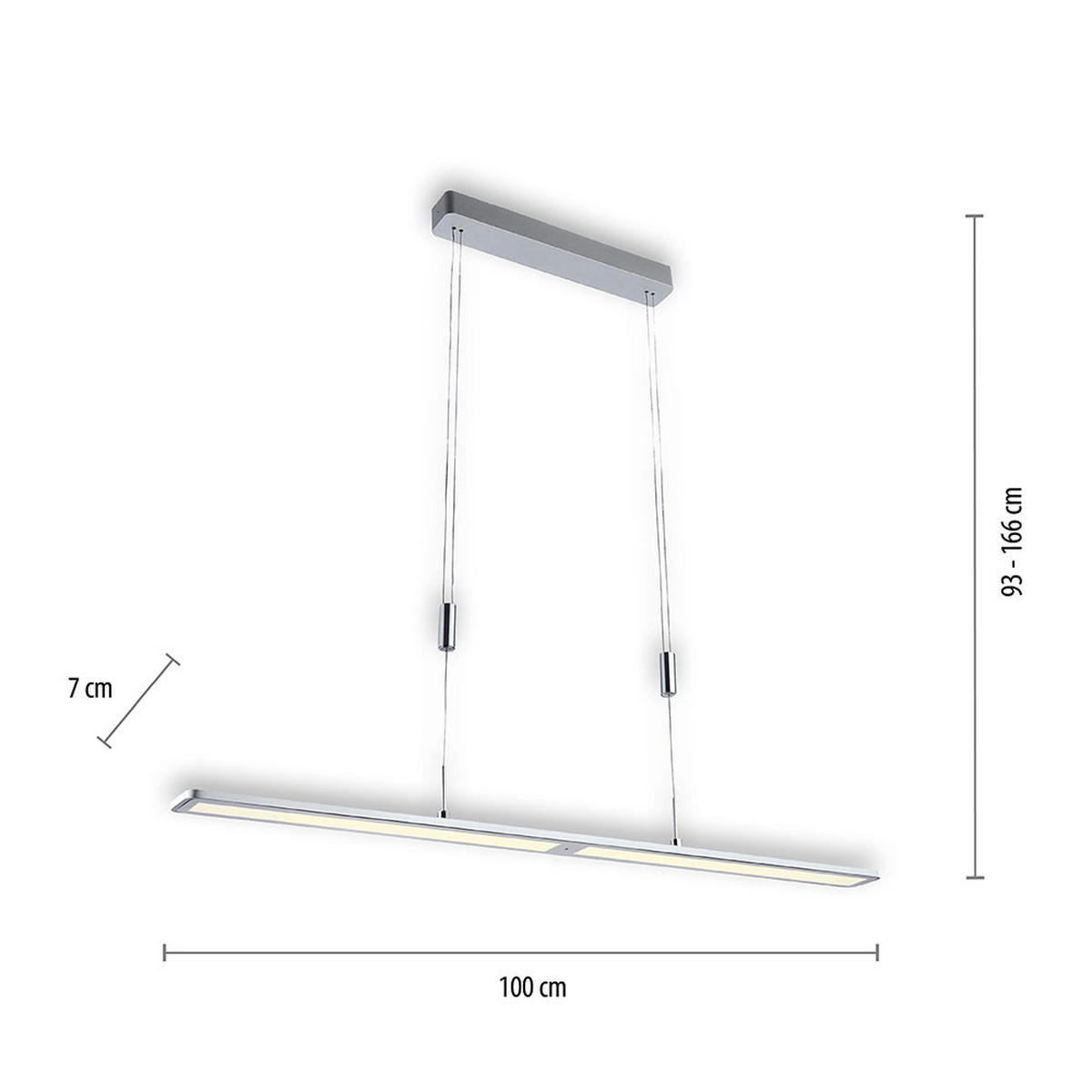 HÄNGELEUCHTE NIKA Silber höhenverstellbar dimmbar - Silberfarben, Metall (100/7/166cm)