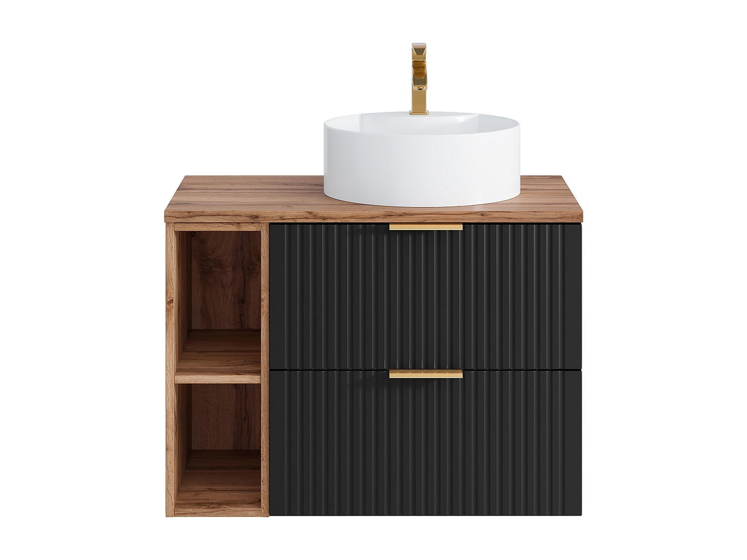 EINZELWASCHTISCH - 80 cm x 46 cm - Holz, Platte - Schwarz - ZEVARA - Schwarz, Holz (80/57/46cm) - Vente-Unique