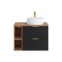 EINZELWASCHTISCH - 80 cm x 46 cm - Holz, Platte - Schwarz - ZEVARA - Schwarz, Holz (80/57/46cm) - Vente-Unique
