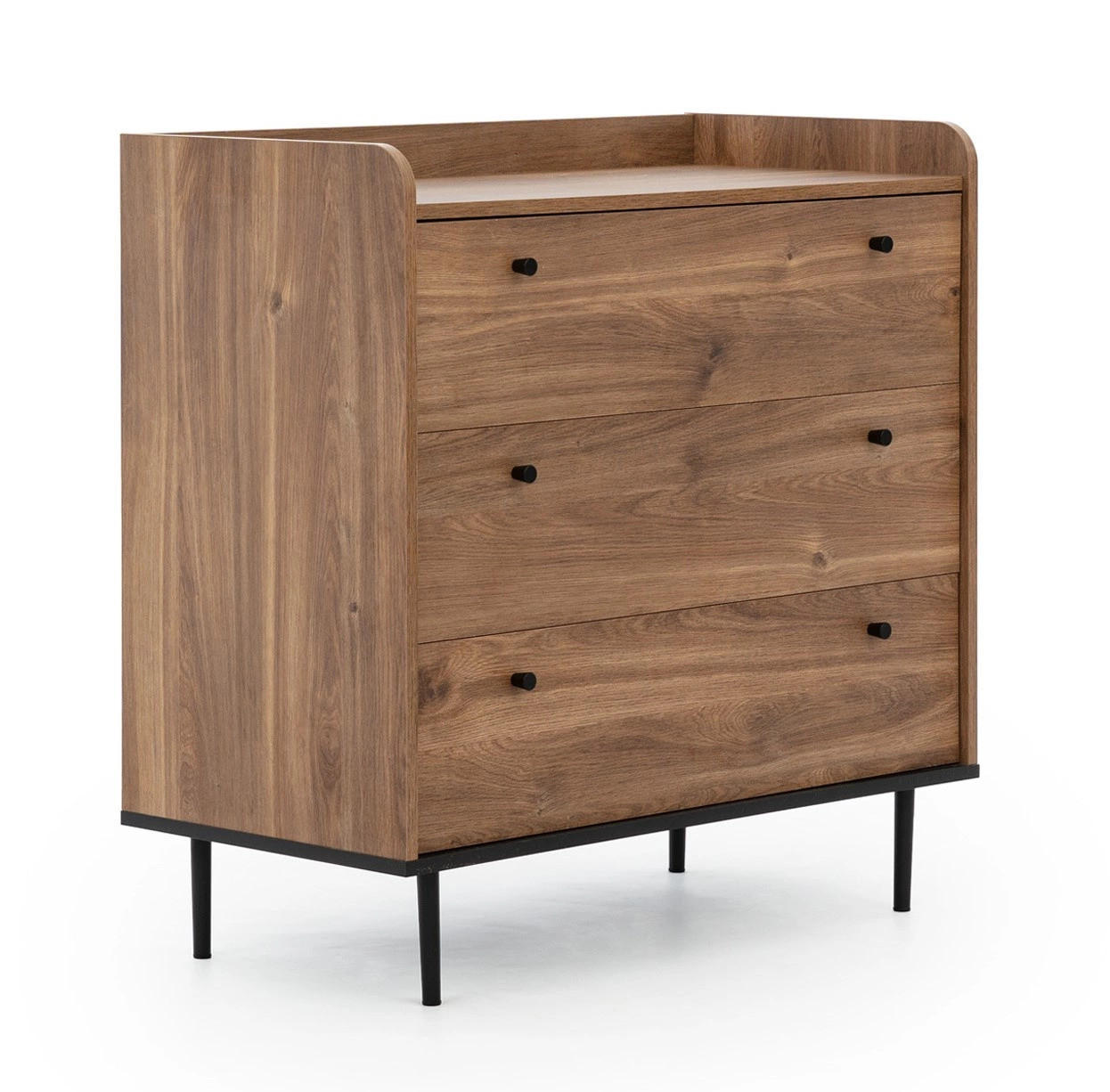 KOMMODE Nero mit vier Schubladen - Hellbraun/Schwarz, Holzwerkstoff/Metall (90/90/45cm) - Ravio