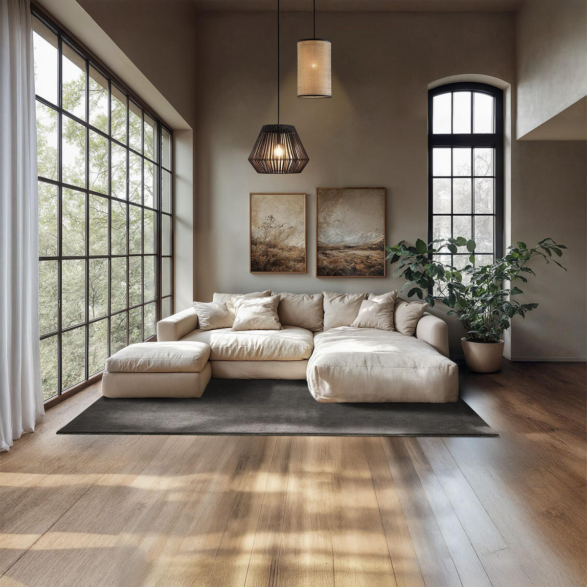 KURZFLORTEPPICH Soft Zone,rutschfeste Unterseite,anthrazit - Anthrazit, Kunststoff (200/140cm) - tectake