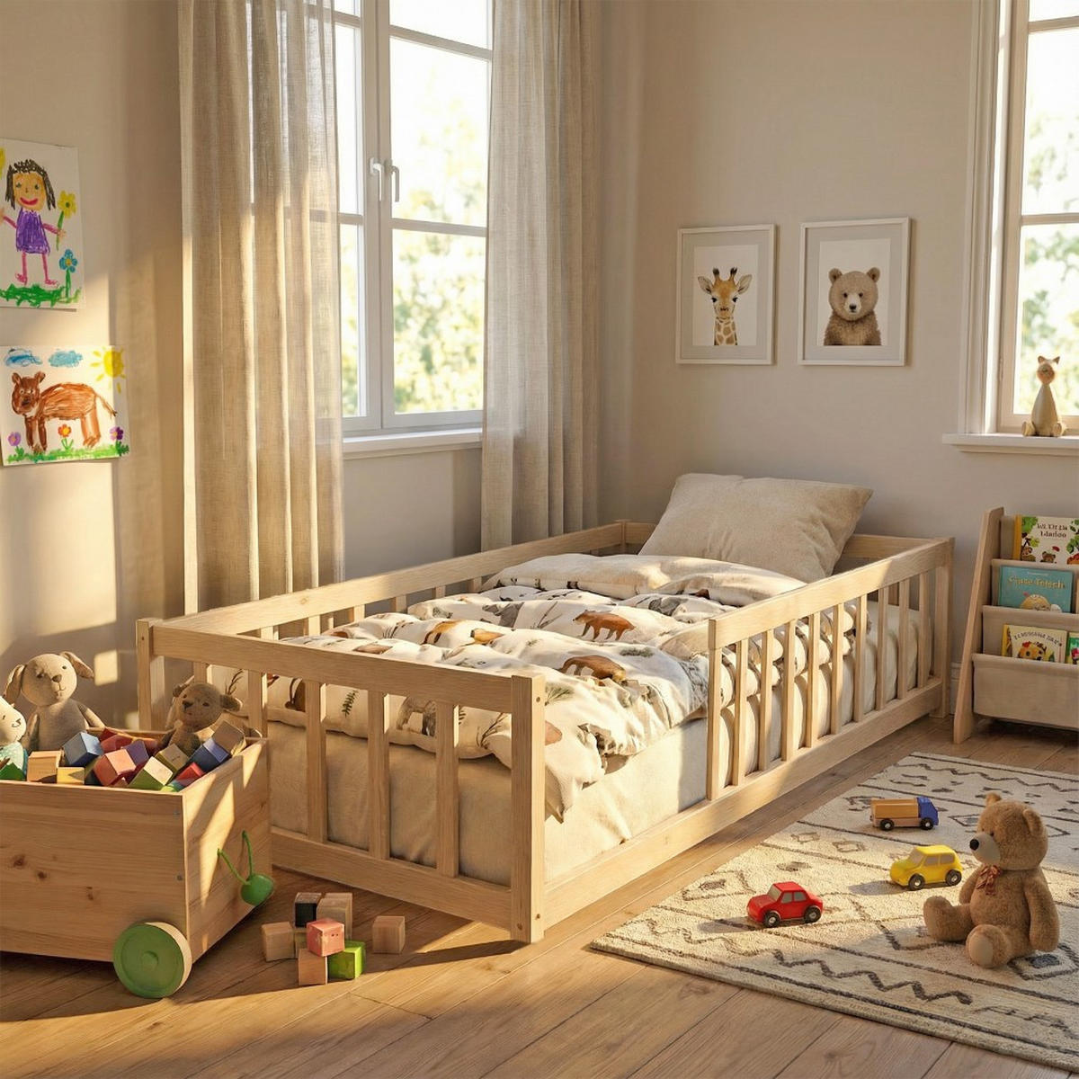 KINDERBETT NINO MIT LATTENROST/ Kinderbett 90x190 - Naturholz - Naturfarben, Holz (90/190cm) - Weber Industries
