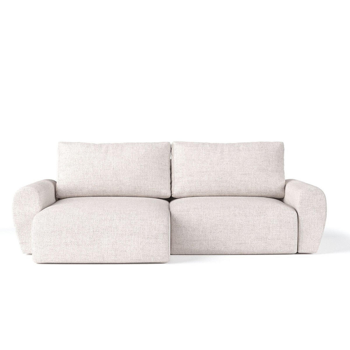 ECKSOFA OMARI mit Schlaffunktion Hellbeige im Neve Stoff - Sandfarben/Schwarz, Holz/Holzwerkstoff (253/153cm) - AltaBeds