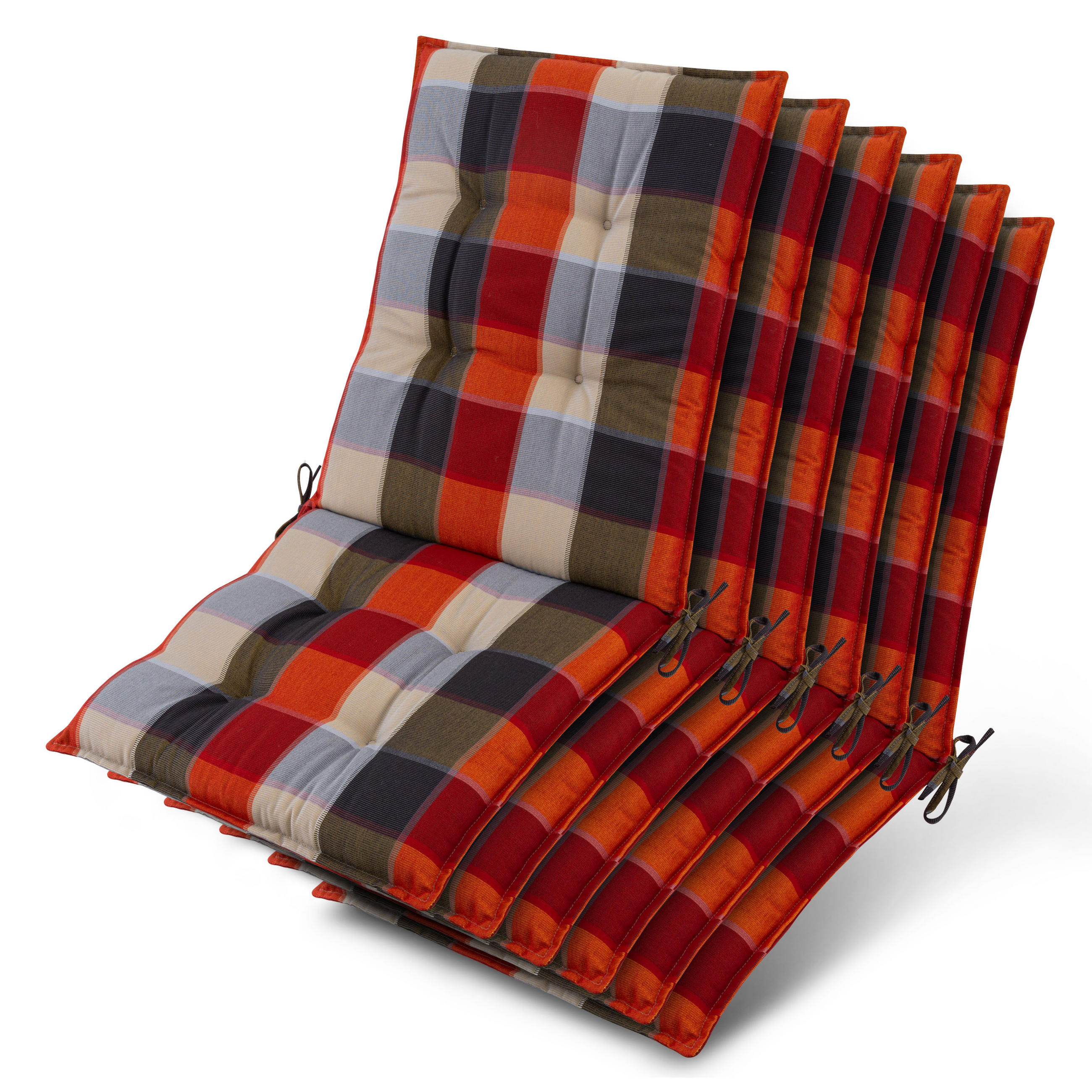 NIEDERLEHNER Sun-NL 105x50x8cm Orange-Beige-Kariert (6tlg) - Orange, Textil (50/100cm) - Beautissu 