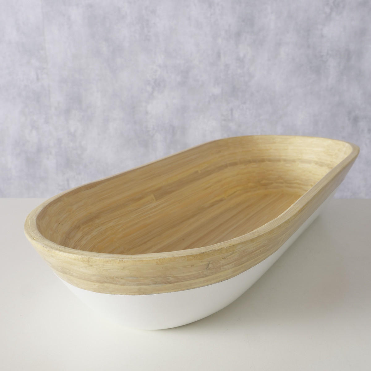 SCHALE Bambo 45/15 cm - Weiß, Naturmaterialien (45cm) - Boltze Home