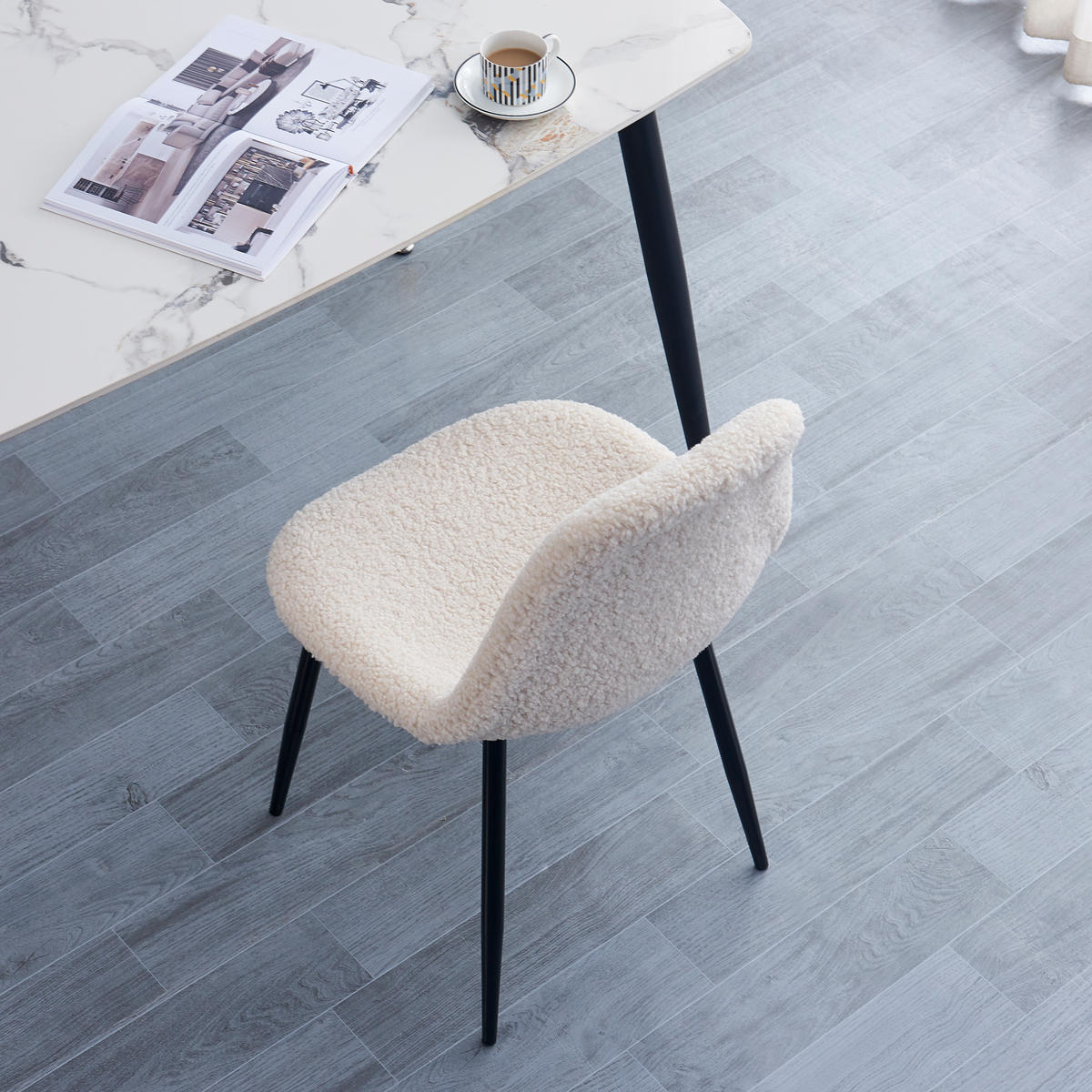 STUHL 4er-Set Wolle Weiß - Weiß, Textil (46.5/86/44cm) - Nordlys