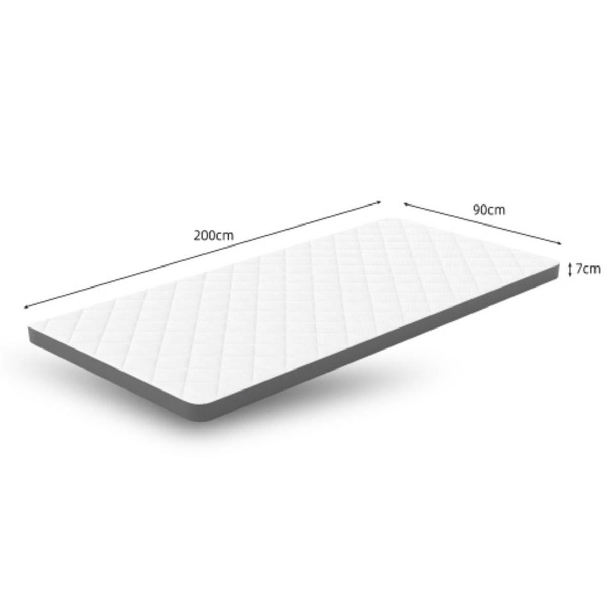 SCHAUMTOPPER 90×200 cm mit beidseitigem 7-Zonen-Schnitt, modern für Schlafzimmer weiß-grau - Weiß, Kunststoff - Luhomfu