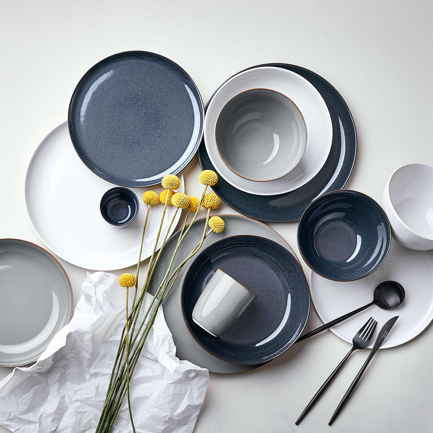 SCHALE (4er Set) Native - Dunkelblau, Keramik (15/15/8cm) - BUTLERS