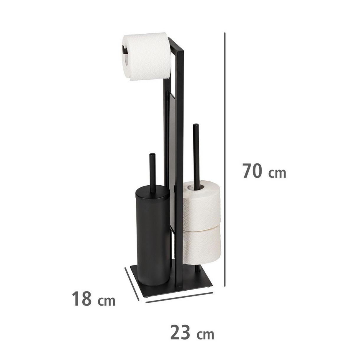 TOILETTENPAPIERSTÄNDER mit Ersatzrollenhalter Rivalta 23/18/70 cm - Schwarz, Metall (18/70/23cm) - Wenko
