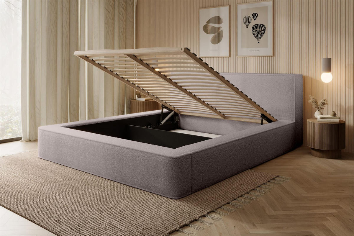 POLSTERBETT Omaha In Euphoria - Beige, Holzwerkstoff/Textil (140/200cm) - Fun Möbel