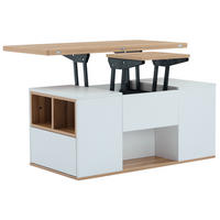 COUCHTISCH 100/51 cm höhenverstellbar mit Stauraum und 2 Schubladen - Weiß, Holzwerkstoff (100/51/47cm) - BEAOK