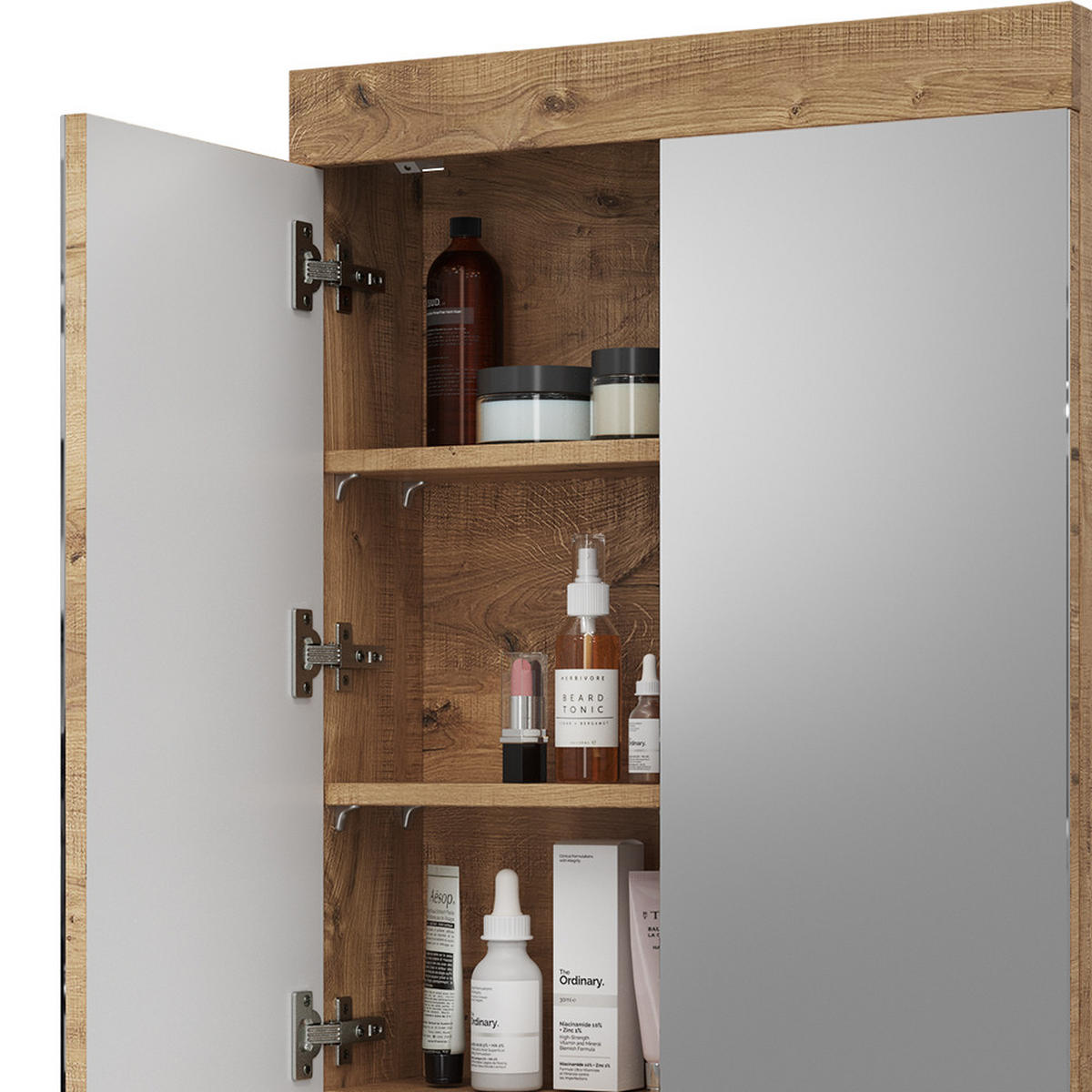 BADSPIEGELSCHRANK Luna Eiche Wotan 60 x 77 cm - Eiche Wotan, Holzwerkstoff (60/77/17cm) - Vicco